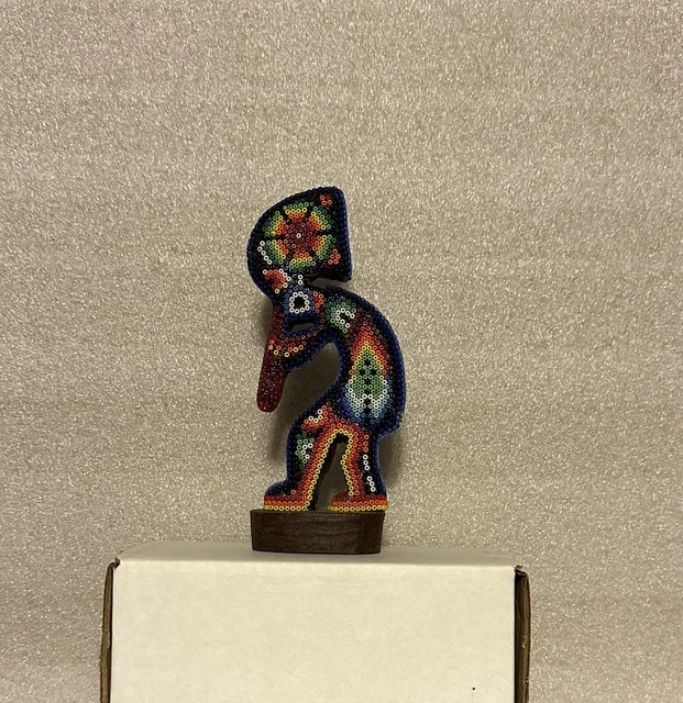 Huichol Beaded Parrot ~ Mexican Folk Art ~ Handcrafted  Carved Wood