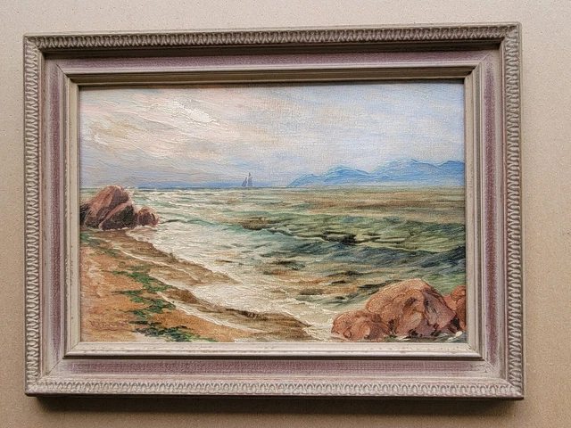Beautiful Old Oil Painting...seascape With Sailing Yacht,Ship, Signed