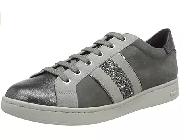 Geox D Jaysen Womens UK 7.5 Dark Grey Gun Suede Lace Up Sneakers Trainers Shoes