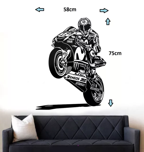 Moto GP Vinyl Motorbike Biker Sticker Wall Art Boys Bedroom Garage Play Room