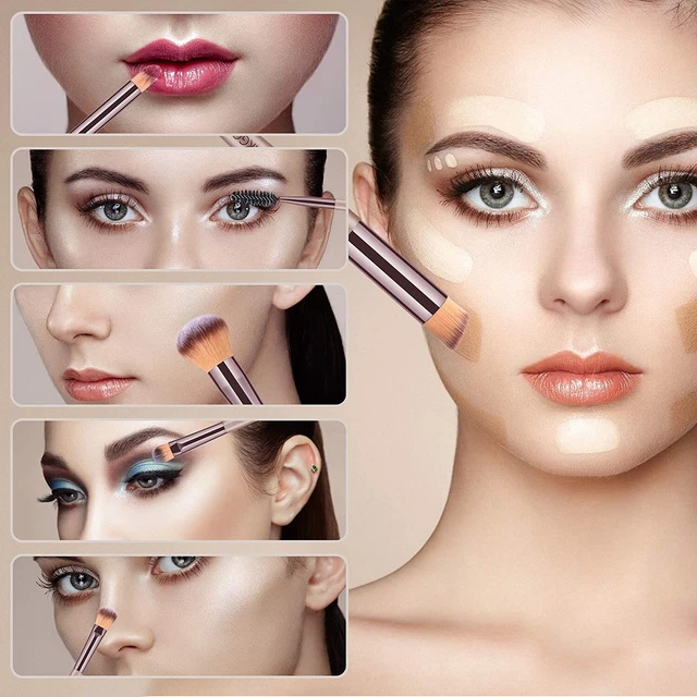 Pennelli Make Up Professionali Set di 15 Pennelli Trucco Champagne 7