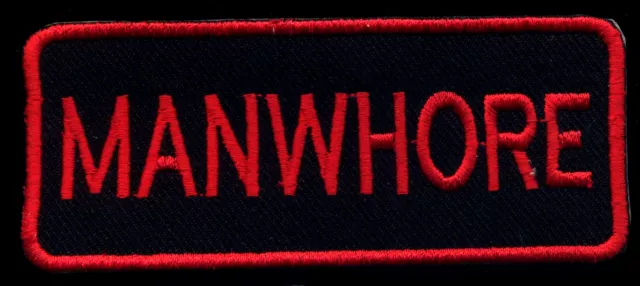 Manwhore Patch red Novelty Badge Motorcycle Biker Vest Jacket