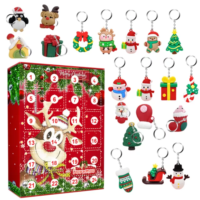 CHRISTMAS ADVENT CALENDAR Keychain Keyring Pendant 24 Days Countdown