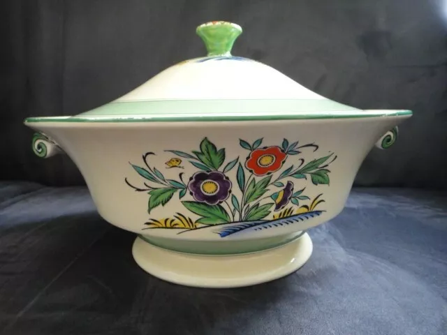Minton - Art Deco - Floral Butterfly 1920'2-30's Circular Lidden Tureen C5011