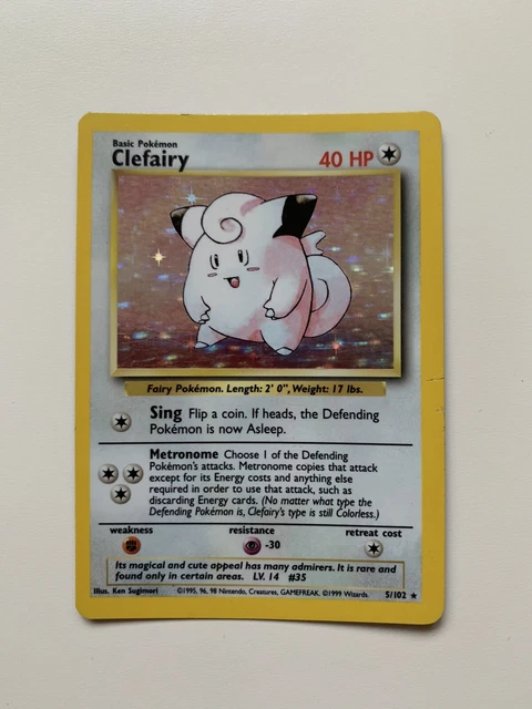 Clefairy 5/102 Base set (1999) Holo Pokemon Card *LP - Excellent Condition*