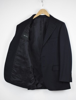 AQUASCUTUM Uomo Suit 100% LANA GIACCA 46 petto Gessato USATO V BUONE CON 