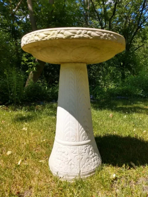 Vintage White Pottery 2 pc Garden Bird Bath USA Red Wing ?