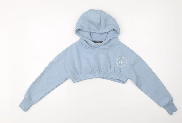 Holyfield Girls Blue  Cotton Pullover Hoodie Size 8-9 Years   - Cropped