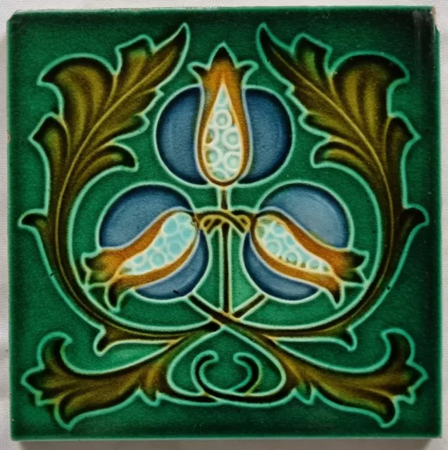 Art Nouveau Majolica Tile. Corn Bros. C1905.