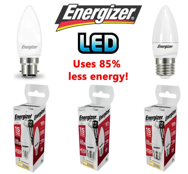 Energizer LED Kerzenlampen 3,4 W = 25 W 5,9 W = 40 W 6,2 Watt BC B22 B15 ES E27 E14