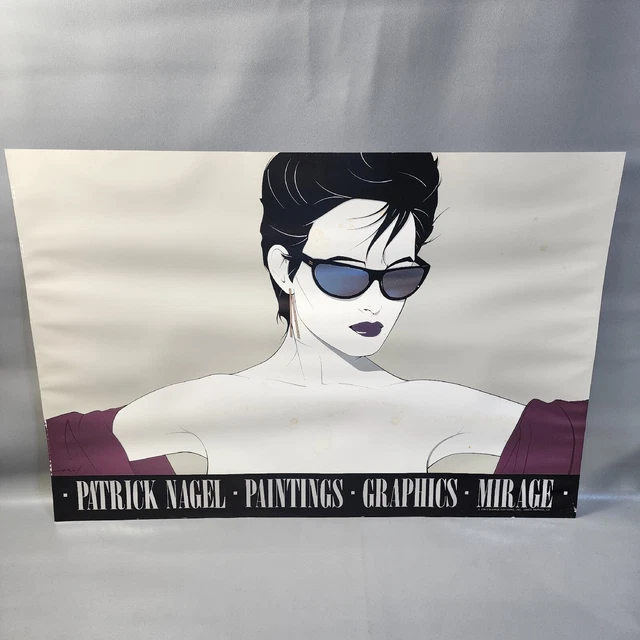 Vintage Patrick Nagel Art Print Mirrored Glasses Version Original Mirage 1983