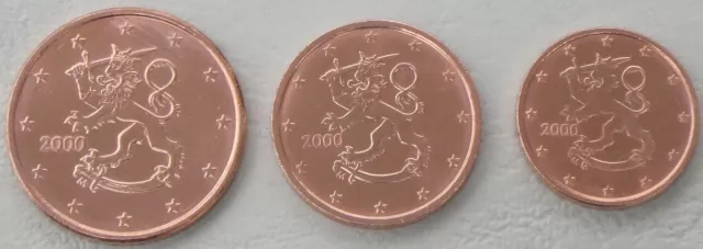 1+2+5 Euro Cent Kursmünzen Finnland 2000 unz.