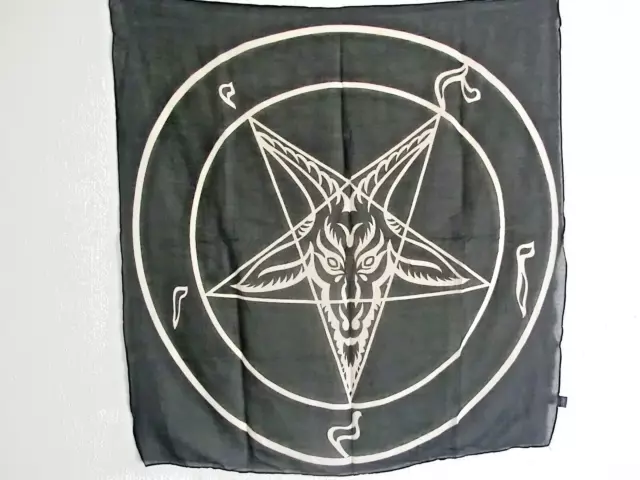 Baumwolltuch Schal Halstuch Pentagramm schwarz 100 x 100 Bandana Baphomet