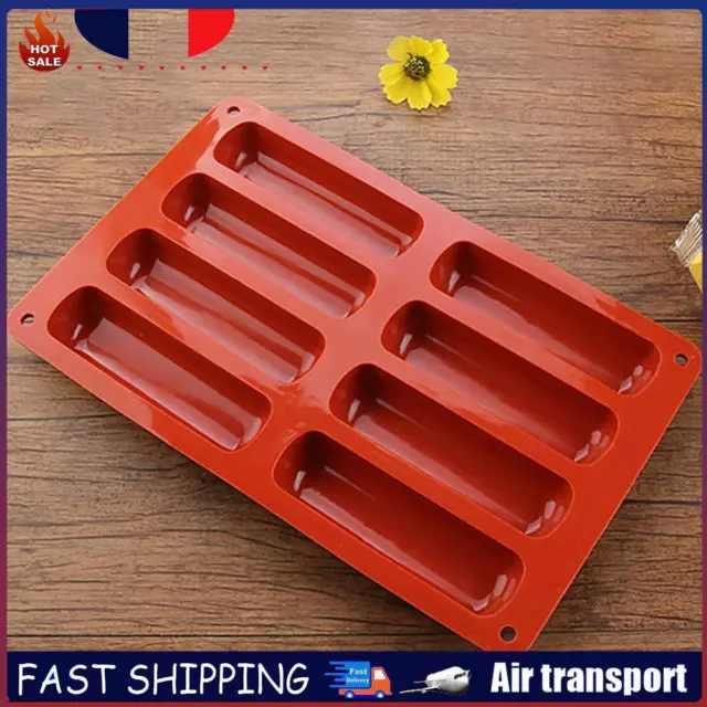 Long Strip Finger Biscuit Silicone Mold 8 Holes Oven Cake Mould Bakeware FR