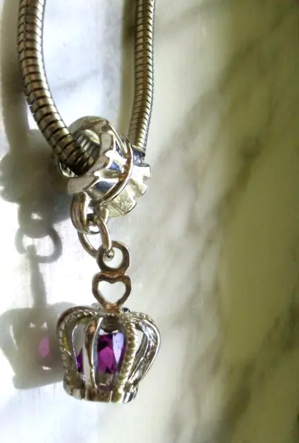 Amethyst Pendant Necklace Charm Cage Basket 18" 21" Snake Chain Silver Tone