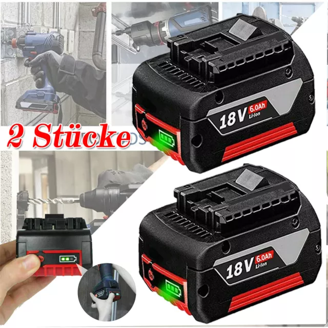 2 pezzi batteria 6,0 Ah per originale Bosch Professional 18V GBA GSR GSB BAT618 BAT609