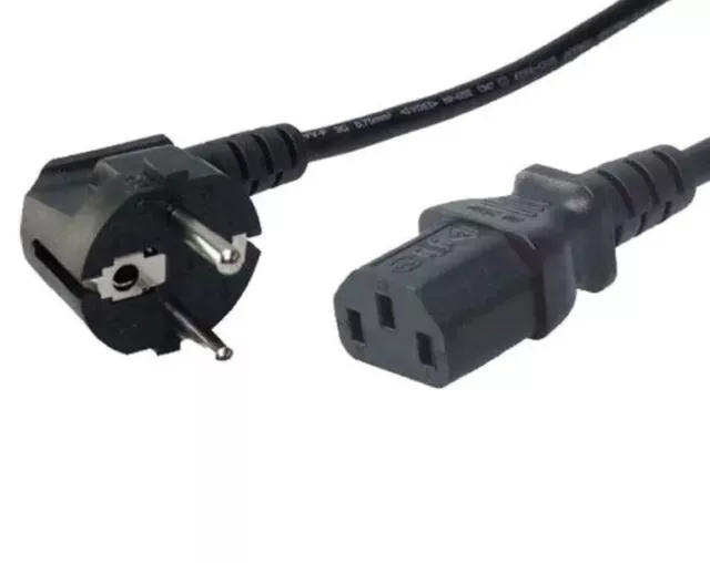 Kaltgerätekabel PC Stromkabel Monitor Netzkabel Schuko Stecker Schwarz 1,80 m