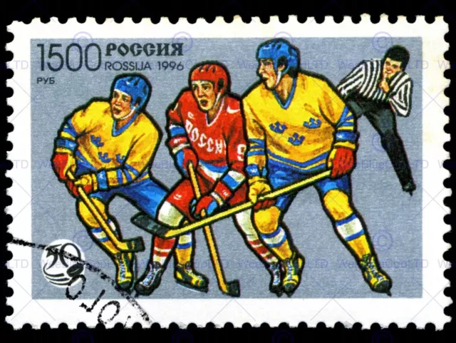 85414 USSR VINTAGE POSTAGE STAMP ICE HOCKEY Wall Print Poster CA