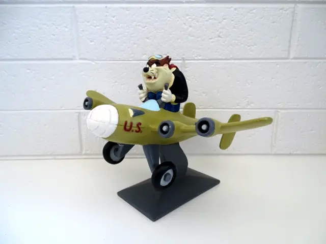 Vintage Rare Tasmanian Devil Taz WWII Fighter Pilot Airplane Statue Looney Tunes