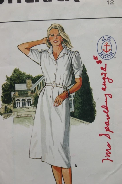 Butterick 6585 Vintage Misses Tucked Front Button Shirt Dress Pattern  Size 12