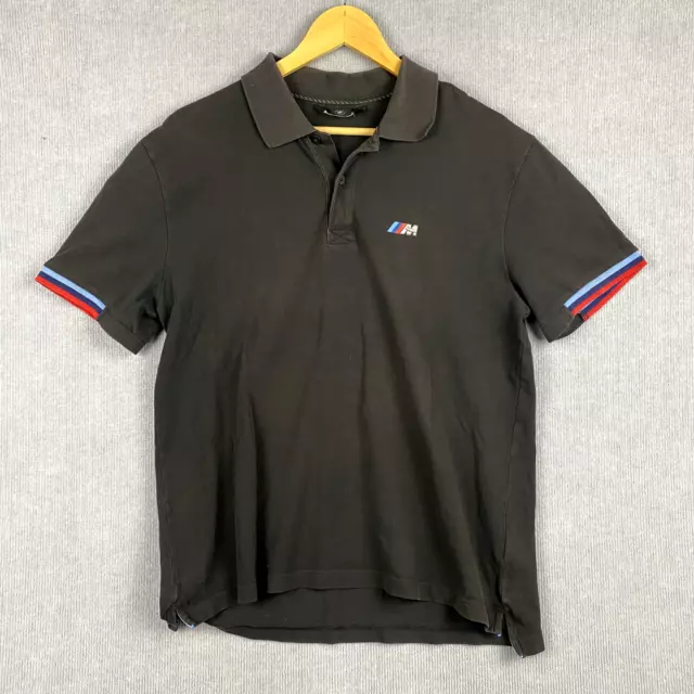 BMW M3 Polo Shirt Mens Size L Black Classic Fit Short Sleeve Car Logo