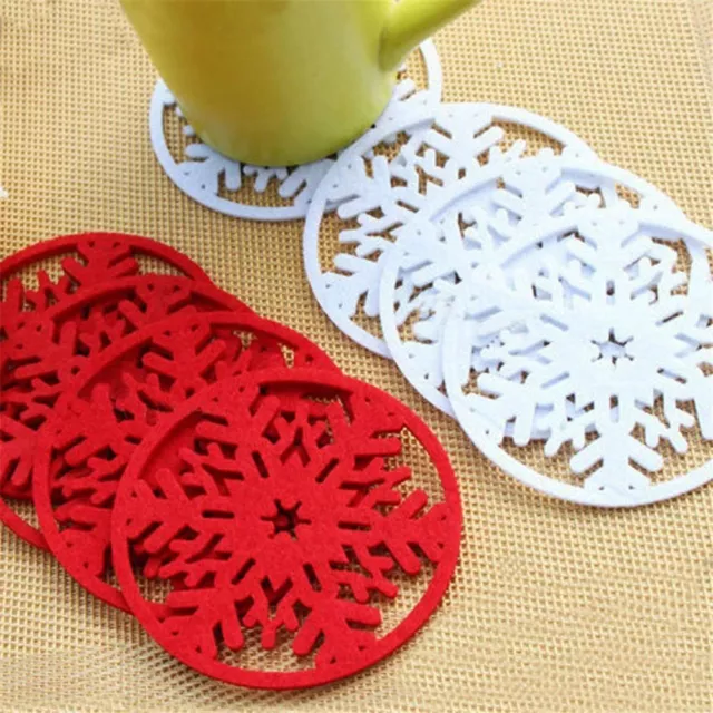 Christmas Dinner Non-woven Snowflakes Cup Pad Coffee Cup Mat Dish Tray Pad