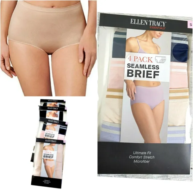 Ellen Tracy Women's Seamless Full Brief Panty, 4 Pack