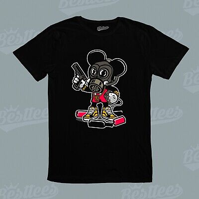 UNISEX Kids Adult MEN WOMEN Gas Mask Mickey Mouse Bandit Gangster Gun T-Shirt