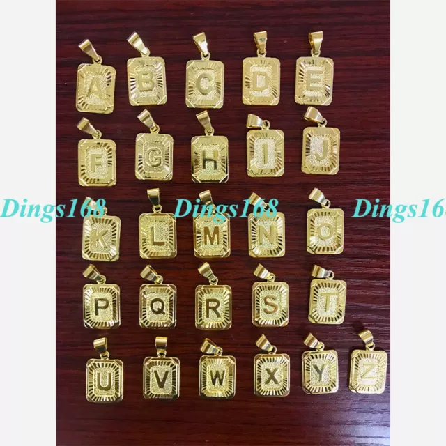 18K Gold Filled Tarnish-Resistant Alphabet A-Z Letter Initial Pendant + Necklace