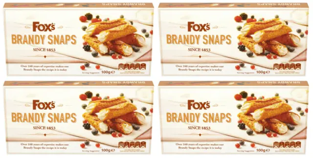 BRAND NEW - 4 X Fox's Fabulous Brandy Snaps 100g Box - Xmas Gift Fresh Stock 24