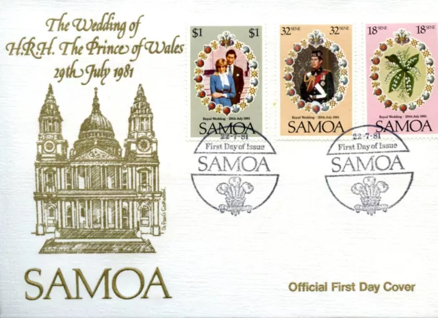SAMOA  royal wedding 22 JULY 1981  OFFICAL FDC
