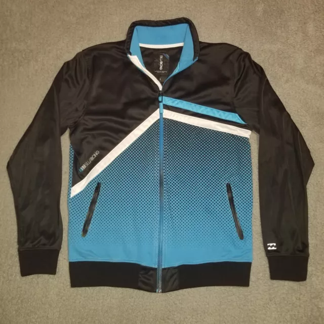 Billabong MensTrack Jacket Large  Full  Zip Black Blue White Surf Wear