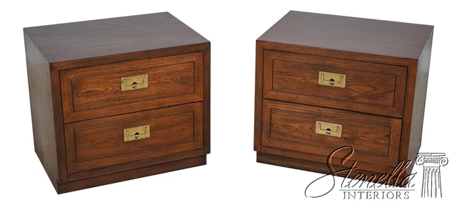 60075EC: Pair HENREDON Campaign Style Modern Design Nightstands