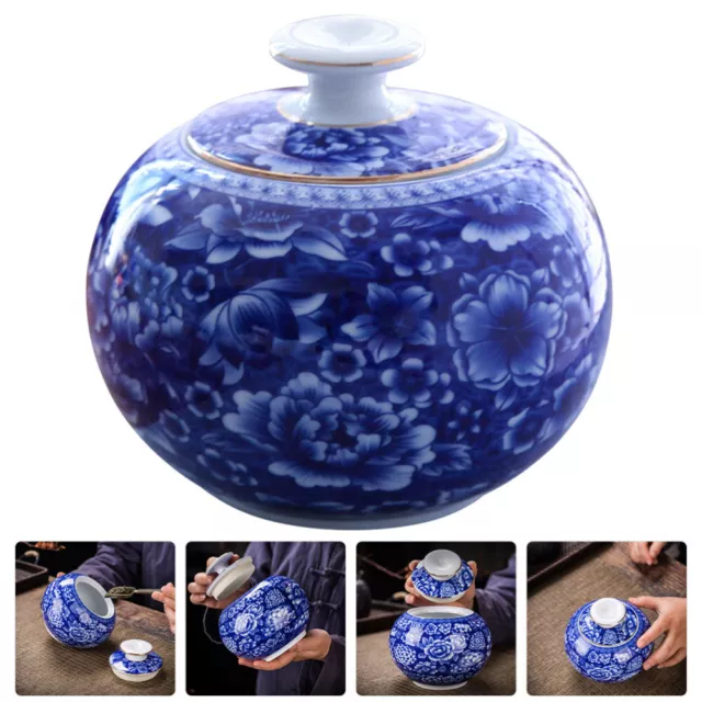 Blue and White Porcelain Storage Jar Coffee Airtight Canister Ceramic Pot