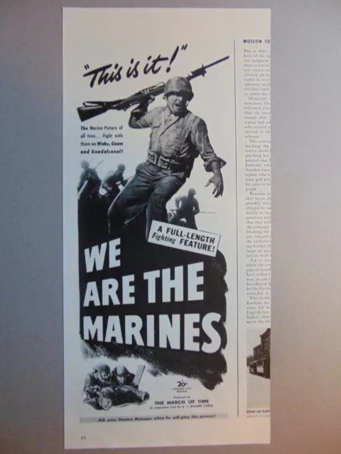1943 WE ARE THE MARINES lanzamiento de película de colección anuncio impreso de arte