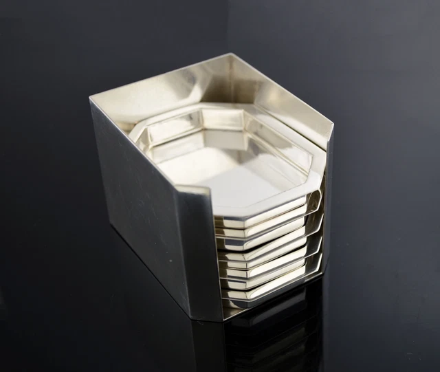 Set Of 5 Vintage Cartier Italy Sterling Silver Octagonal Ashtrays Holder No Mono