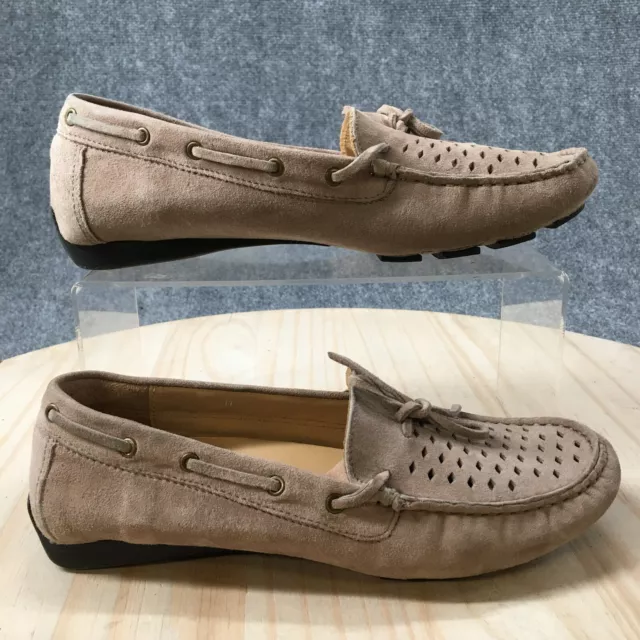 Vaneli Shoes Womens 7 M Slip On Loafers Beige Suede Casual Perforated Low