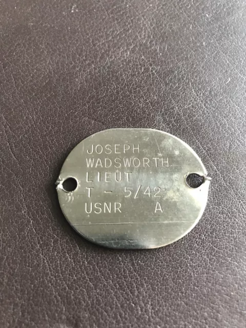 WWII World War 2 Dog Tag US Navy Lieutenant  Joseph Wadsworth 1942