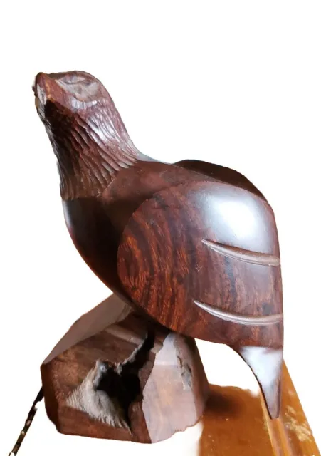 Hand Carved Ironwood Eagle, Falcon, Hawk, Bird Of Prey Wood Statue   4 1/2" Tall