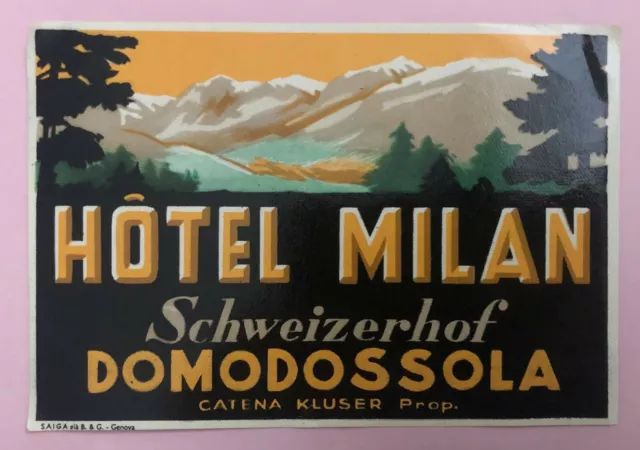 Luggage Label Hotel Milan Schweizerhof, Domodossola - Italy