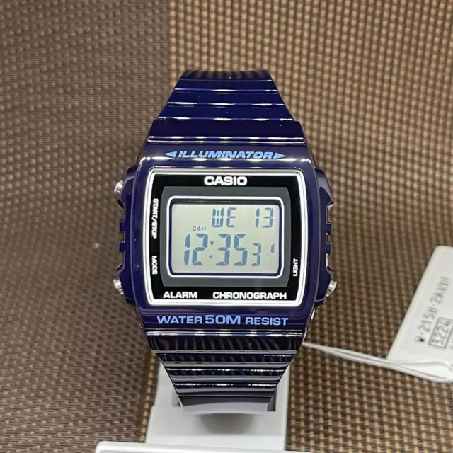 Casio W-215H-2A Digital Unisex Blue Resin Quartz Teen Basic Sport Watch