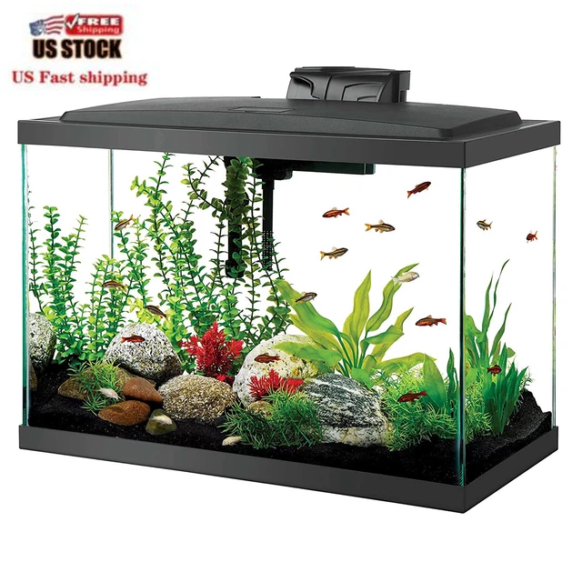 Aquarium Fish Tank Starter Kit with LED Lighting 20 Gallon High Fish Tank