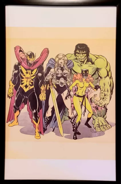 Defenders by Michael Golden 11x17 FRAMED Original Art Poster Print Marvel Comics