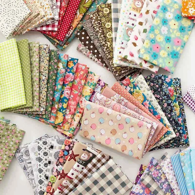 DIY Handcraft Cotton Printed Cotton Cloth Small Patchwork Fabric Plain Floral
