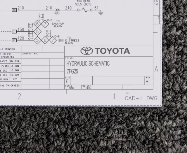 Toyota Forklift 7FG25 Hydraulic Schematic Manual Diagram