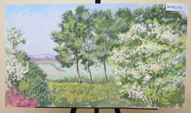 Cadre Ancien Avec Peinture Sur Toile – Paysage De Campagne – Signé – À Restaurer (A1)