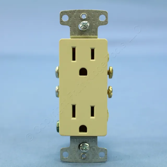 Hubbell Ivory Residential Decorator Receptacle Outlet 5-15R 15A 125V Bulk RRD15I