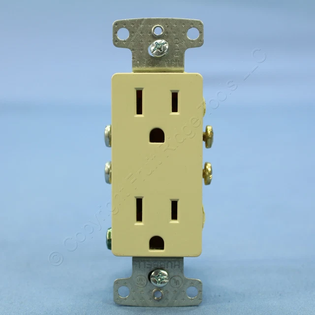 Hubbell Ivory Residential Decorator Receptacle Outlet 5-15R 15A 125V Bulk RRD15I