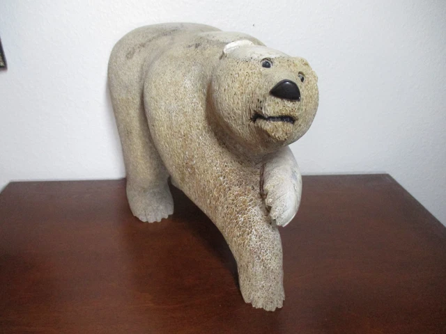 Huge Bear Sculpture Signed. Alaska. Inuit. Eskimo. Carve. porous