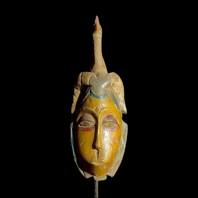 Vintage Hand Carved Wooden Tribal African Art Face Mask African Guro Baule-9208